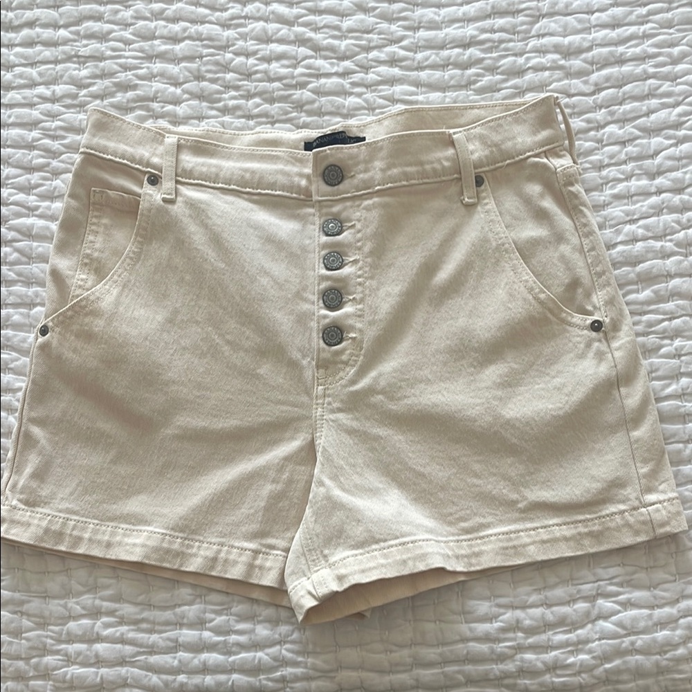 Women's Cream Button-Fly Shorts